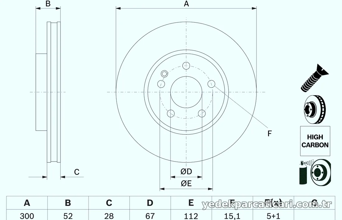 BOSCH 0986479D57 Fren Disk Ayna - BOSCH - 0986479D57