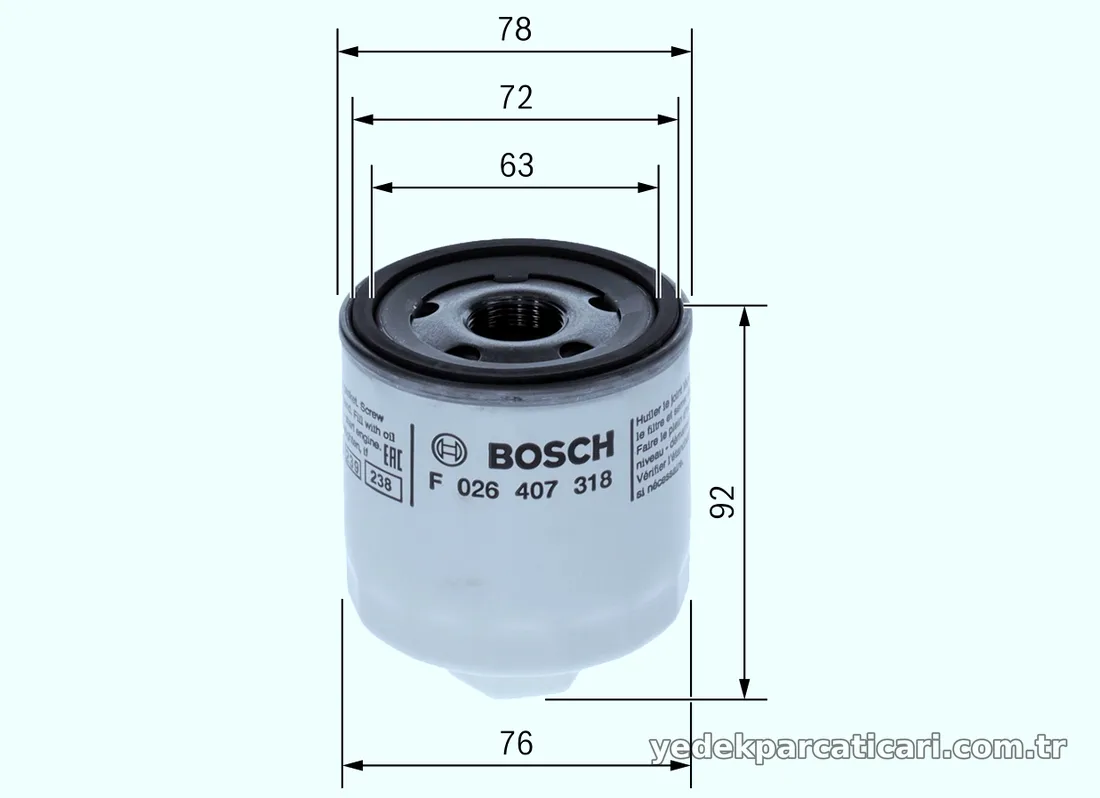 BOSCH F026407318 Yağ Filtresi - BOSCH - F026407318