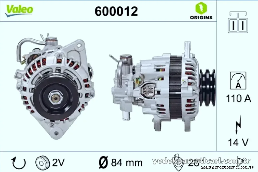 ALTERNATOR 12V 110A H1 STAREX L300 2,5 D - Valeo - VALEO 600012