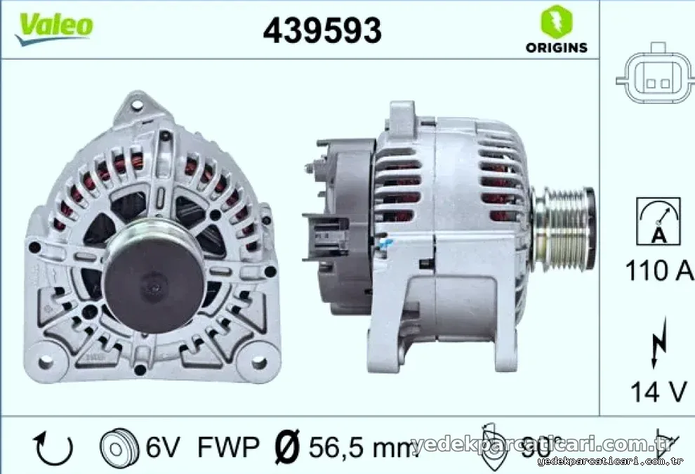 ALTERNATOR 12V 110A MEGANE II 1,5DCI (TG11C069) - Valeo - VALEO 439593