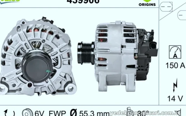 ALTERNATOR 12V 150A VALEO TIP CMAX 10> FIESTA VI 08>17 FOCUS III 11>17  KUGA II 14> MONDEO IV 07>14  CONNECT COURIER 1,4 1,5 1,6 TDCI 14> VOLVO S40 II (544) 1.6 D2 10>12 S60 II (134) DRIVe / D2 11>15 S80 II (124) 1.6 DRIVe 11> V40 Hatchback (525, 526) D2