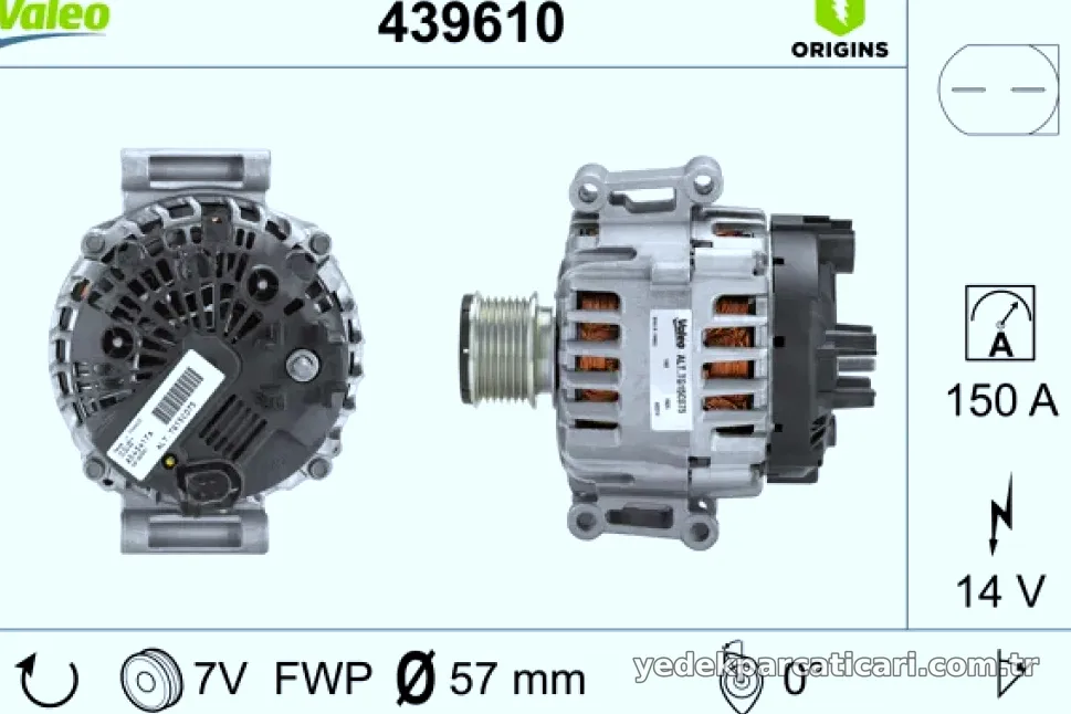 ALTERNATOR (12V 150A) W204 07>14 S204 07>14 W212 09>15 C207 10>16 SPRINTER 09> - Valeo - VALEO 439610