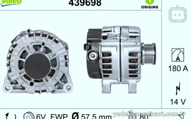ALTERNATOR 12V 180A C4 C5 SCUDO P407 TEPEE (439620) – VALEO 439698