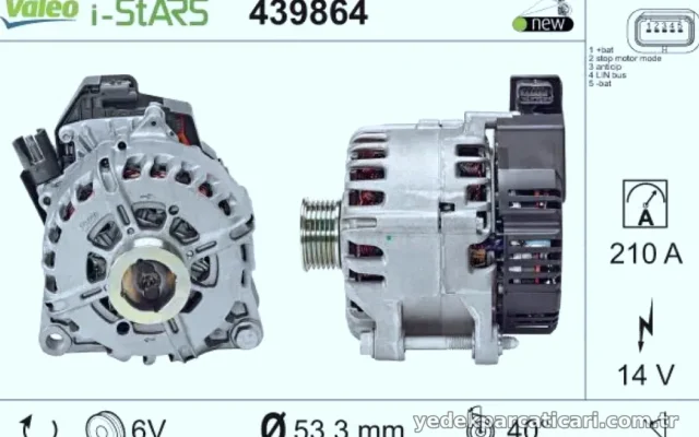 ALTERNATOR 12V 210A 3008-308 II-5008 I-II-508 II-EXPERT-C4 II-PICASSO-C5 III-C5 AIRCROSS-DS4-DS5-JUMPY 2.0HDI STOP&START