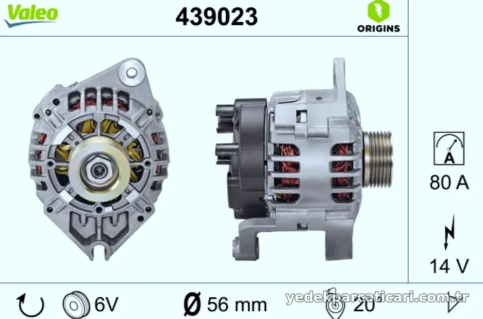 ALTERNATOR 12V 80A XSARA JUMPER DUCATO P306 P406 EXPERT BOXER - Valeo - VALEO 439023