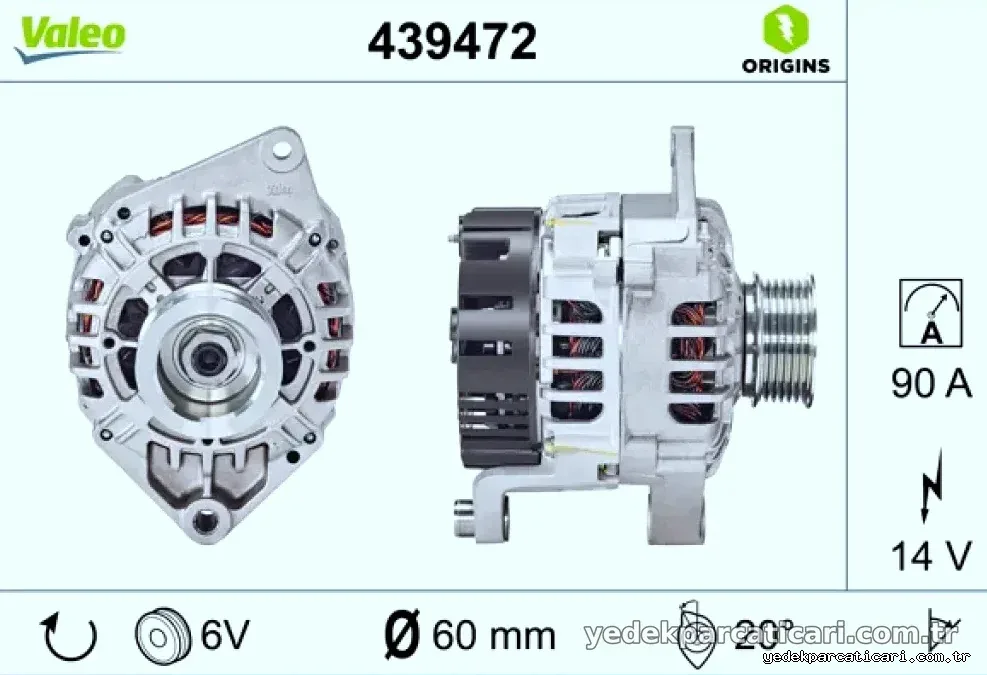 ALTERNATOR 12V 90A JUMPER DUCATO 2,3 JTD / 2,8 JTD HDI - Valeo - VALEO 439472