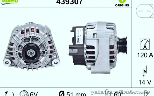 ALTERNATOR (14V 120A) E-CLASS W210 96>02 VITO W639 03> (Valeo)