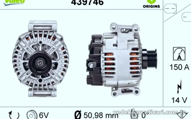 Valeo ALTERNATOR (14V 150A) W204 08>14 S204 08>14 C204 11> W212 09>16 C207 10>16 VITO W447 14> SPRINTER 907 910 18>
