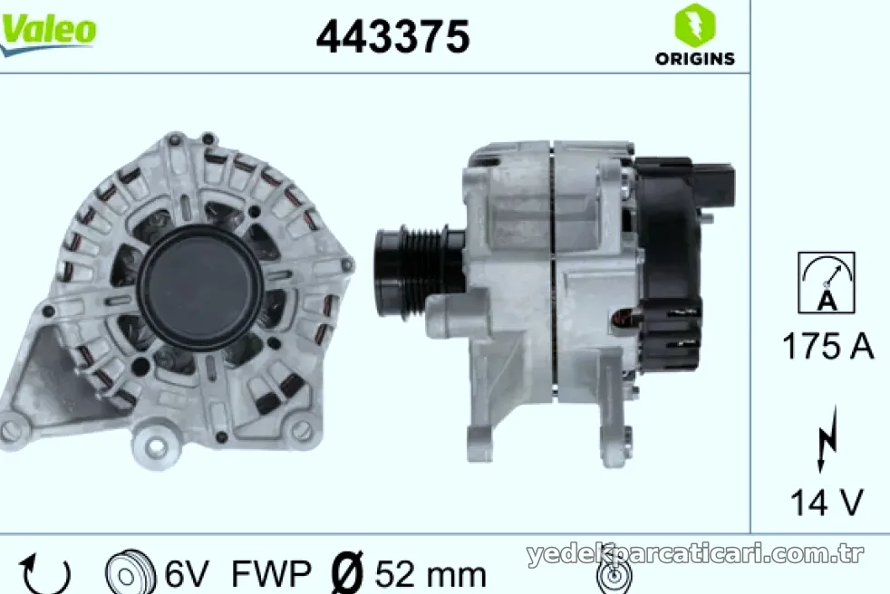 ALTERNATOR (14V 175A) C238 18> C253 16>19 R172 16> VITO W447 14> - Valeo - VALEO 443375
