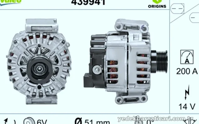 ALTERNATOR (14V 200A) W205 14>18 C218 11>17 W212 09>15 C207 10>16 W166 15>18 C253 16>19 VITO W447 14> SPRINTER 906 09>