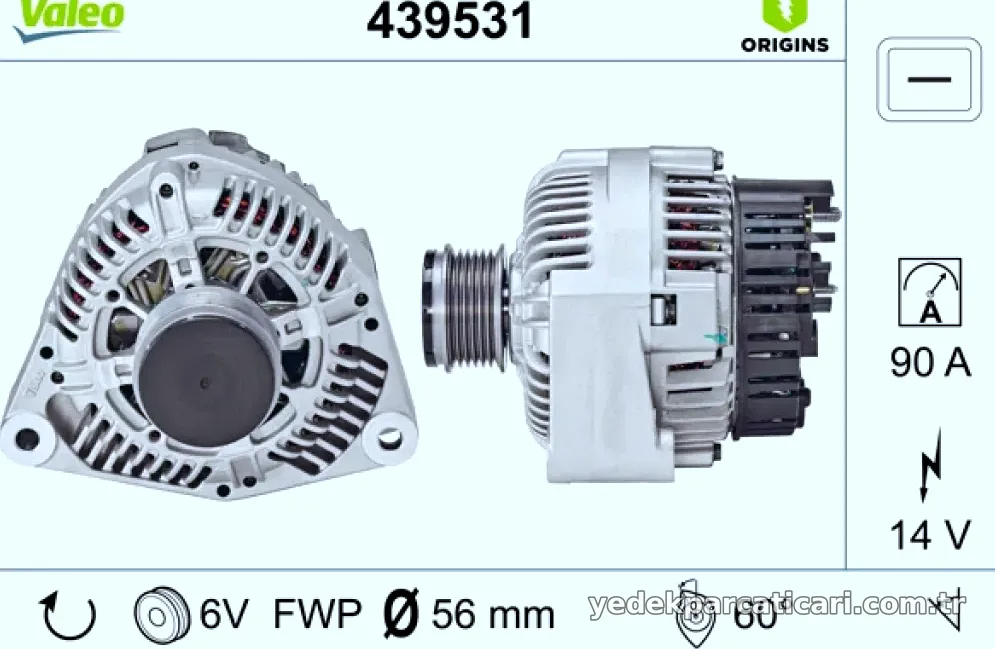 ALTERNATOR (14V 90A) V-CLASS 638/2 96>03 VITO 638 97>03 - Valeo - VALEO 439531