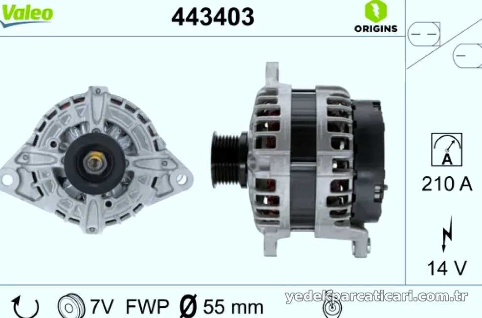 ALTERNATOR DAILY VI 14> 14V 210A - Valeo - VALEO 443403