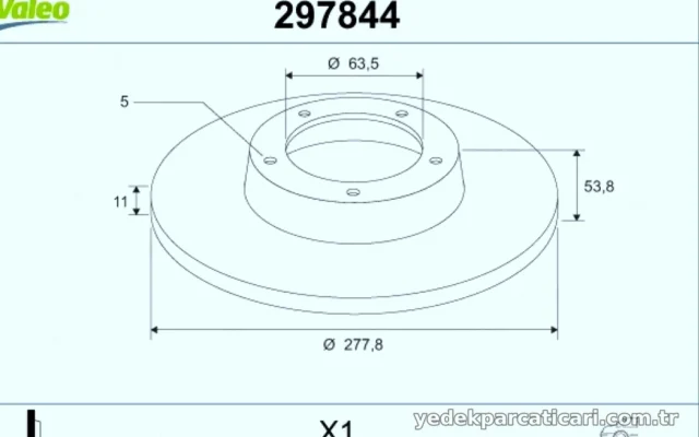 ARKA FREN DISK AYNASI CONNECT 1,8TDCI 02>13 ABSLI – VALEO 297844
