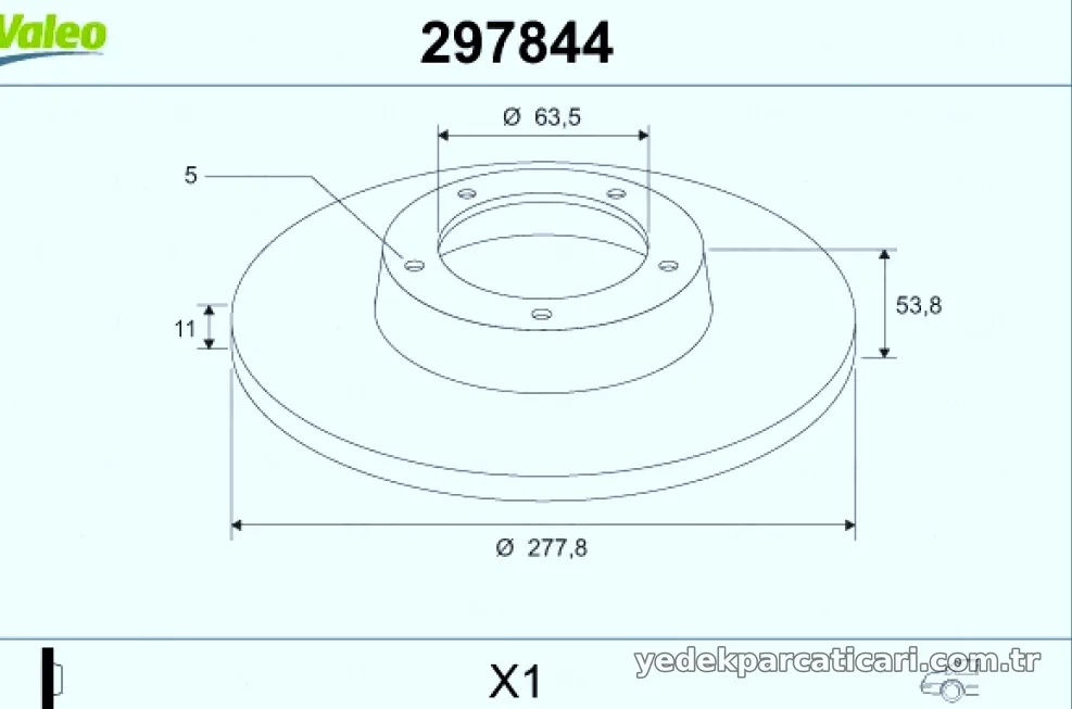 ARKA FREN DISK AYNASI CONNECT 1,8TDCI 02>13 ABSLI - Valeo - VALEO 297844