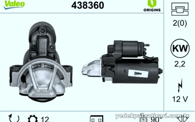 MARS MOTORU 12V 2KW (12 DIS) TRANSIT V347 TT9 2,2TDCI / 2,4 TDCI / 3,2TDCI 06 /> YENI KASA TRANSIT 14>  BOXER III JUMPER III 22DT PUMA (2,2HDI) DUCATO 2,2JTD 100CV – VALEO 438360