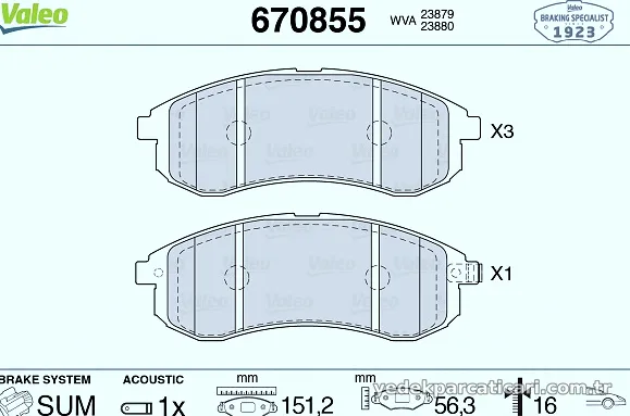VALEO 670855 Fren Disk Balata - VALEO - 670855