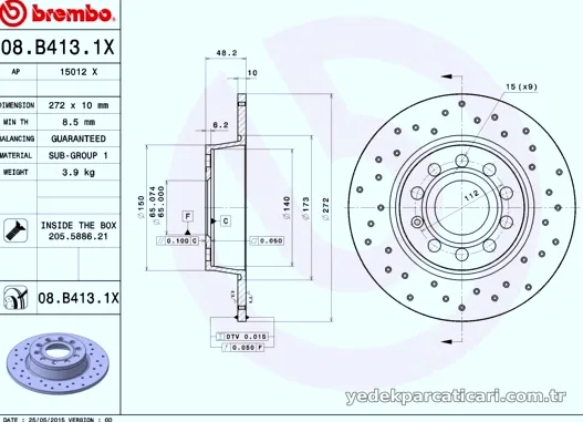 BREMBO 08B4131X Fren Disk Ayna