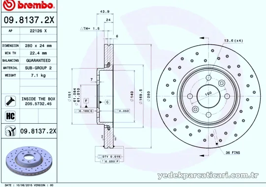 BREMBO 0981372X Fren Disk Ayna