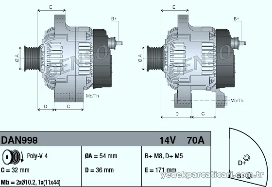 DENSO DAN998 Alternatör - DENSO - DAN998