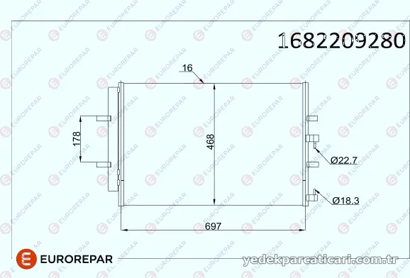 EUROREPAR 1682209280 Klima Radyatörü - EUROREPAR - 1682209280