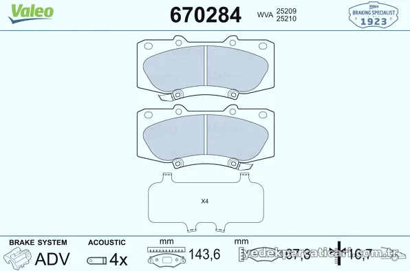 VALEO 670284 Fren Disk Balata - VALEO - 670284